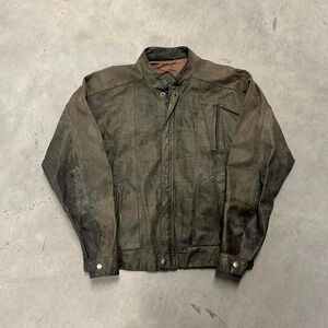 Vintage 90's Brown Leather Bomber Jacket
